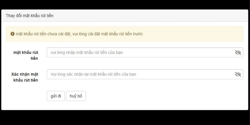 Thiết lập mật khẩu xác thực cuối cùng khi rút thưởng