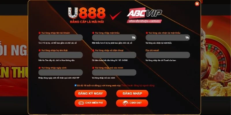 Đăng ký U888 dễ dàng, mở tài khoản chiến game ngay
